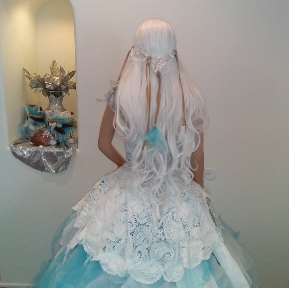 SAMPLE GOWN ONLY-CHEROKEE Turquoise/White Boho Boho Gown Set - Picture 12 of 13